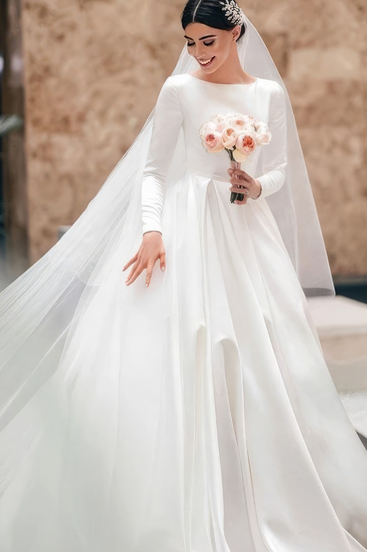 Wedding dress with train